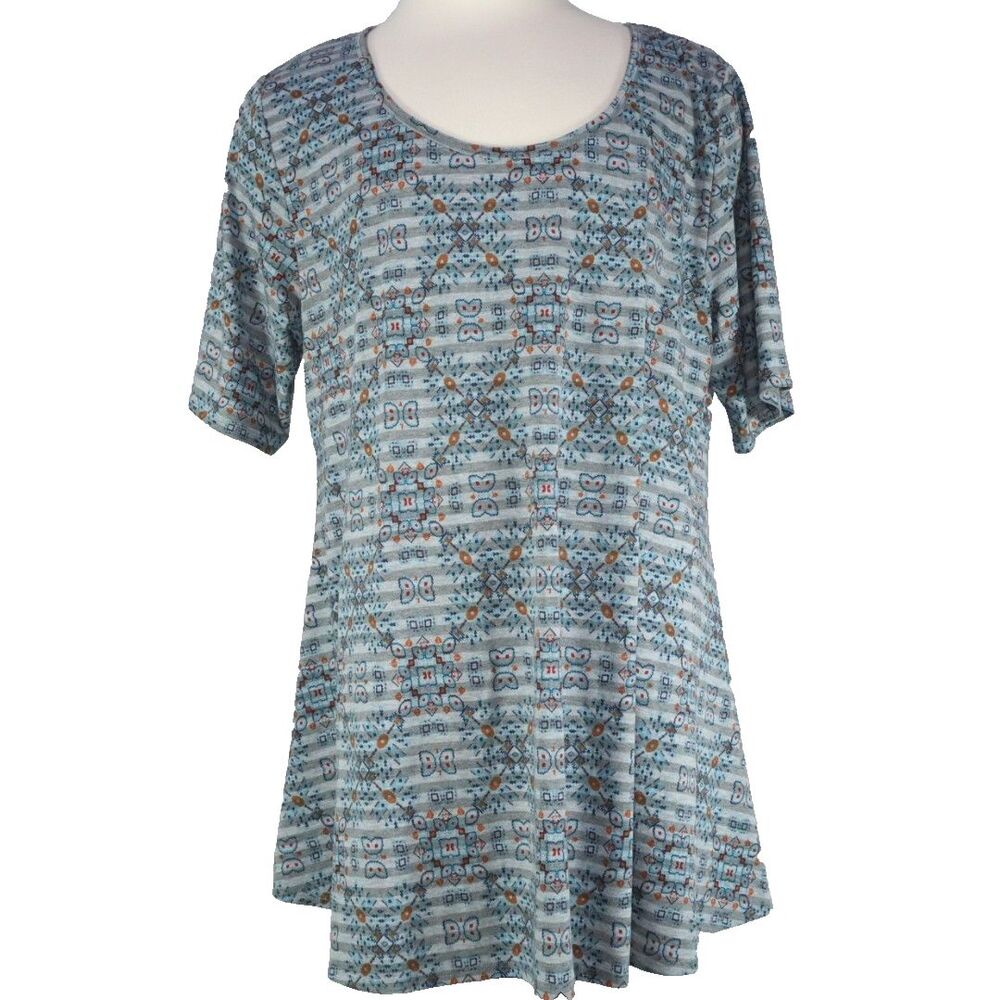 Blouse Top Lula Roe Size 3XL  Blue/Gray Butterflies